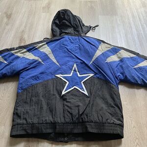 Vintage Dallas Cowboys Jacket Large NFL Apex One Pro Line 90s Puffer Parka Hood